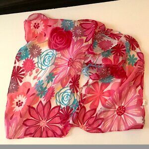 Greenbriar Intl. - Pink floral rectangular scarf, 64 inches x 13 inches